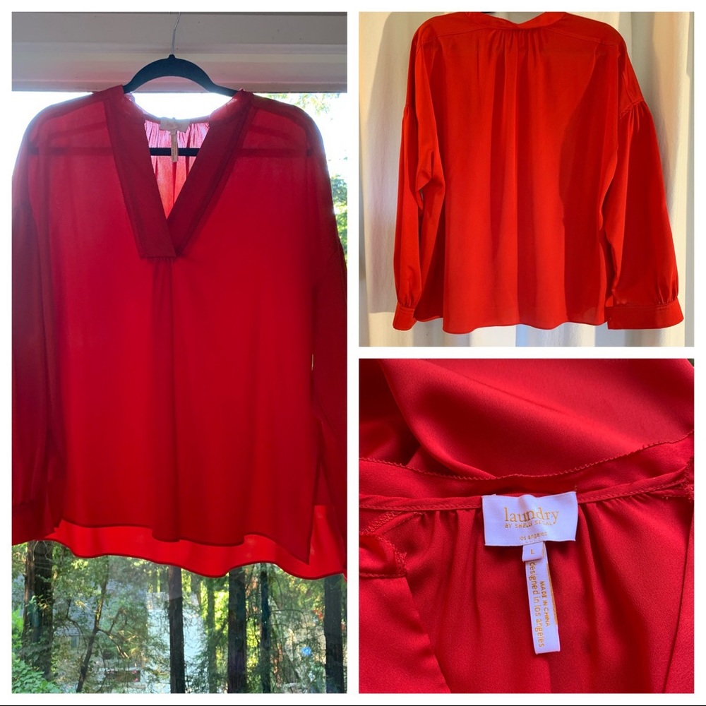 COPY - Laundry by Shelli Segal Red Satin L/S Blouse